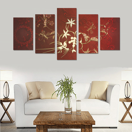 Golden fantasy birds Canvas Print Sets C (No Frame)