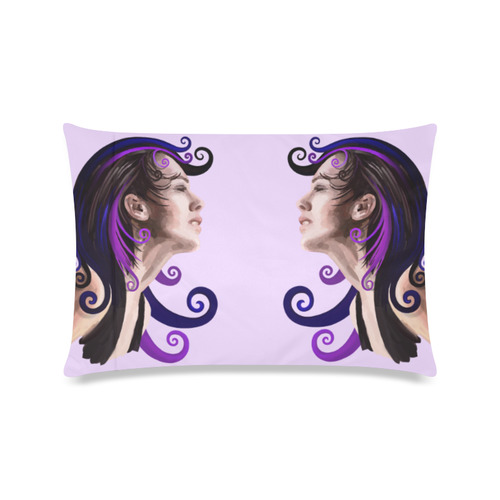 Daydreaming pretty young woman oil, purple Custom Zippered Pillow Case 16"x24"(Twin Sides)