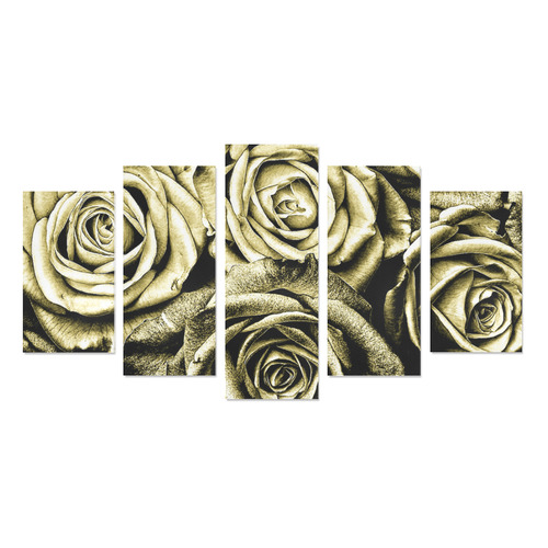 Vintage Gold Roses Canvas Print Sets A (No Frame)