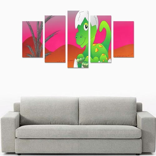 Cute And Awesome Dinosaur Baby Canvas Print Sets A (No Frame)