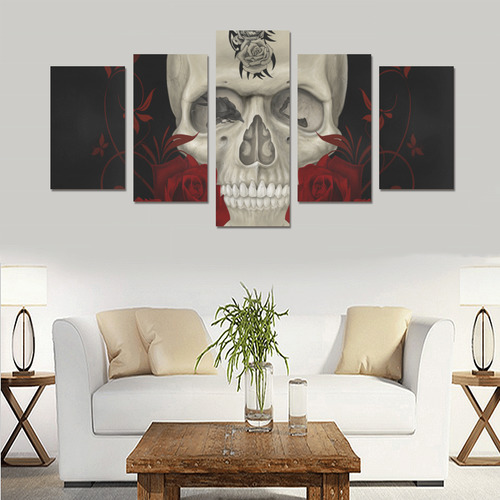 Gothic Skull With Tribal Tatoo Canvas Print Sets C (No Frame)