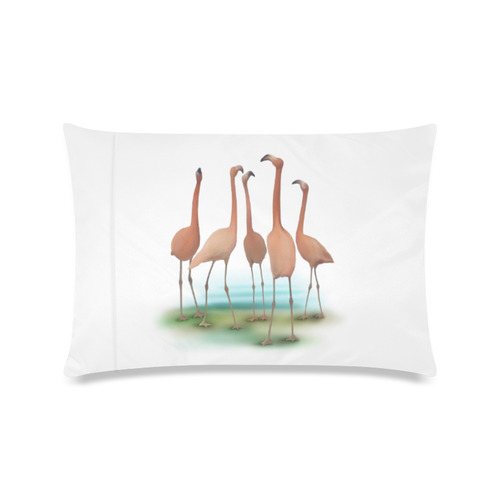 Flamingo Mingle, watercolor, birds Custom Zippered Pillow Case 16"x24"(Twin Sides)