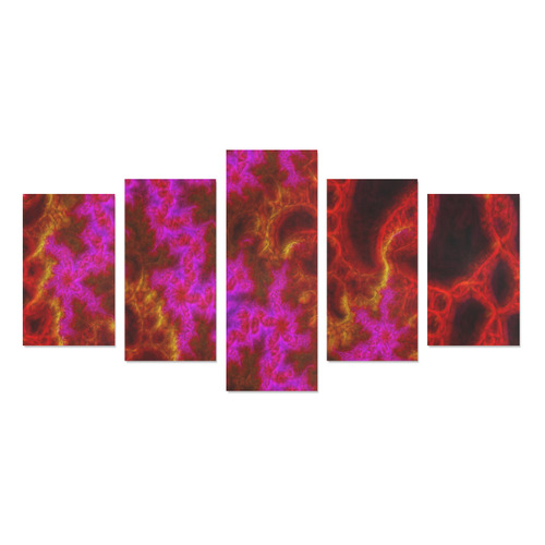 Fractal in Pink Red Yellow In Knitting Look Canvas Print Sets C (No Frame)