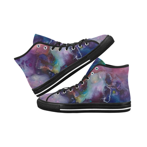 Abstract Watercolor Painting blue rose purple Vancouver H Men's Canvas Shoes (1013-1)