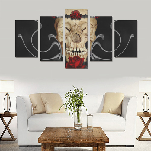 Queen Of Roses Gothic Skull Canvas Print Sets C (No Frame)