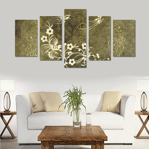 Fantasy birds with leaves Canvas Print Sets C (No Frame)