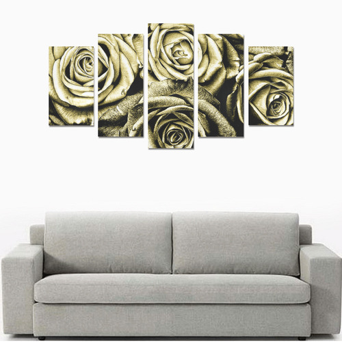 Vintage Gold Roses Canvas Print Sets A (No Frame)