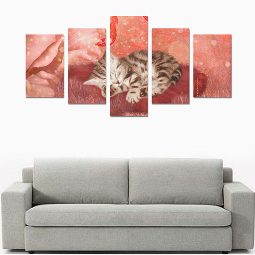 Sweet little sleeping kitten Canvas Print Sets C (No Frame)