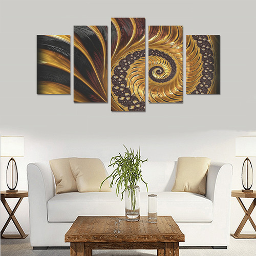 Black Gold Copper Shell Canvas Print Sets A (No Frame)