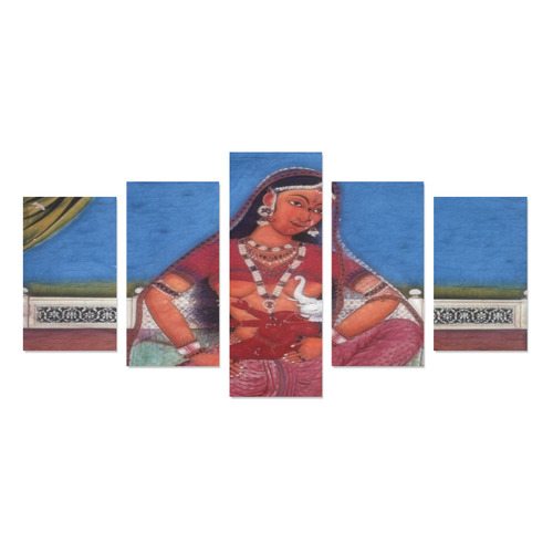 Deity Parvati with her Son Ganesha Canvas Print Sets C (No Frame)