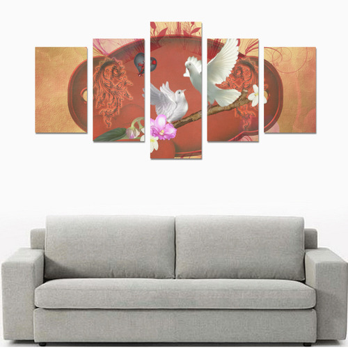 Wonderful dove couple Canvas Print Sets C (No Frame)