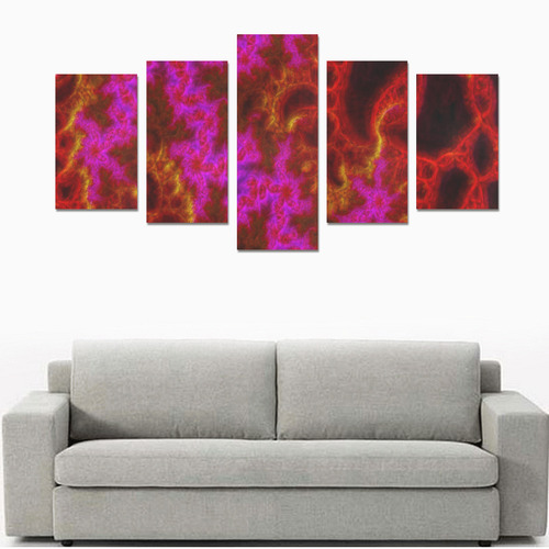 Fractal in Pink Red Yellow In Knitting Look Canvas Print Sets C (No Frame)
