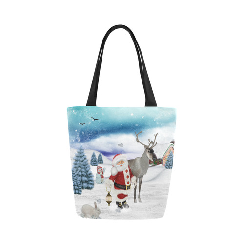 Christmas, Santa Claus with reindeer Canvas Tote Bag (Model 1657)