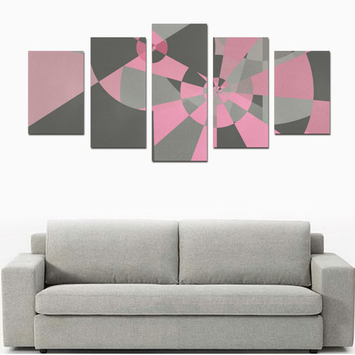pink and Gray Pinwheel Canvas Print Sets D (No Frame)
