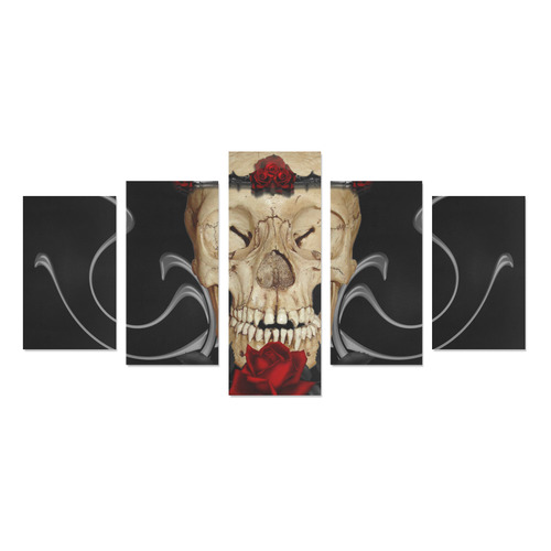 Queen Of Roses Gothic Skull Canvas Print Sets C (No Frame)