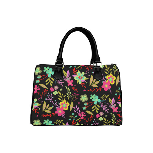 Red Yellow Green Colorful Floral Pattern Boston Handbag (Model 1621)