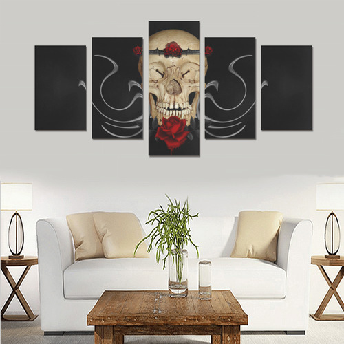 Queen Of Roses Gothic Skull Canvas Print Sets C (No Frame)