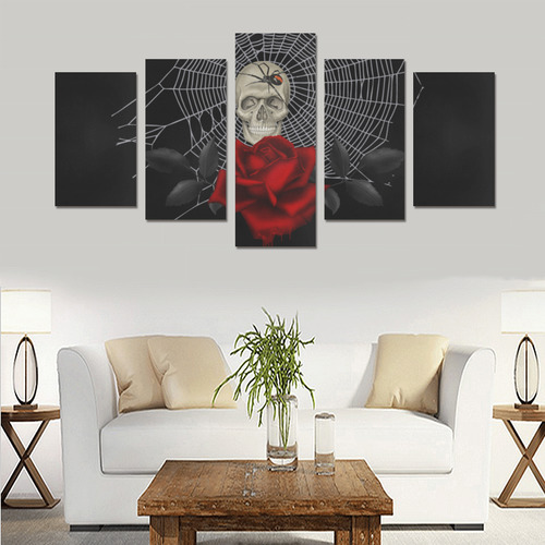 Gothic Skull, Spider And Spider Web Canvas Print Sets C (No Frame)