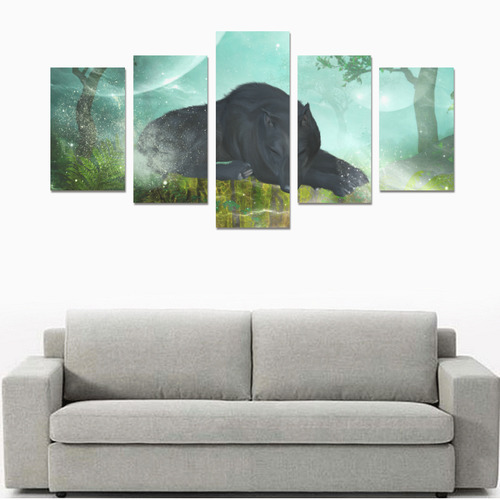 Sleeping wolf in the night Canvas Print Sets C (No Frame)