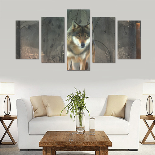 Amazing wolf in the night Canvas Print Sets C (No Frame)