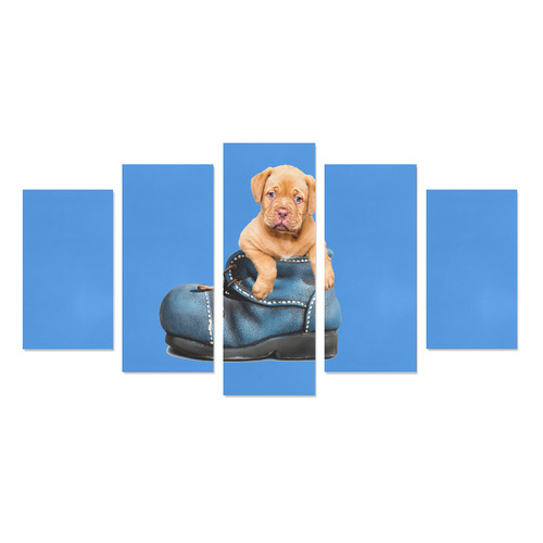 Lovely Puppy in a Blue Shoe Canvas Print Sets A (No Frame)
