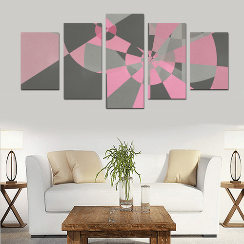 pink and Gray Pinwheel Canvas Print Sets D (No Frame)