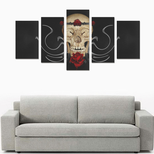 Queen Of Roses Gothic Skull Canvas Print Sets C (No Frame)