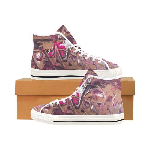 Abstract Acryl Painting plum brown pink Vancouver H Women's Canvas Shoes (1013-1)