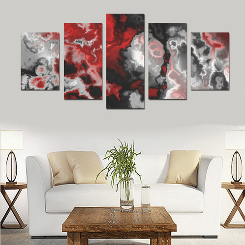 black gray white red Canvas Print Sets D (No Frame)