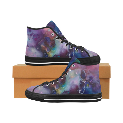 Abstract Watercolor Painting blue rose purple Vancouver H Men's Canvas Shoes (1013-1)