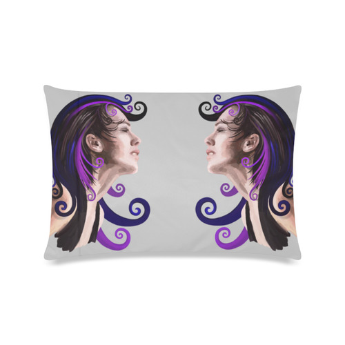 Daydreaming pretty young woman oil, purple Custom Zippered Pillow Case 16"x24"(Twin Sides)