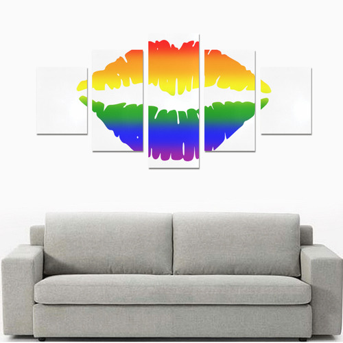 Gay Pride Rainbow Kiss Canvas Print Sets B (No Frame)