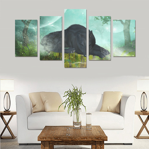 Sleeping wolf in the night Canvas Print Sets C (No Frame)
