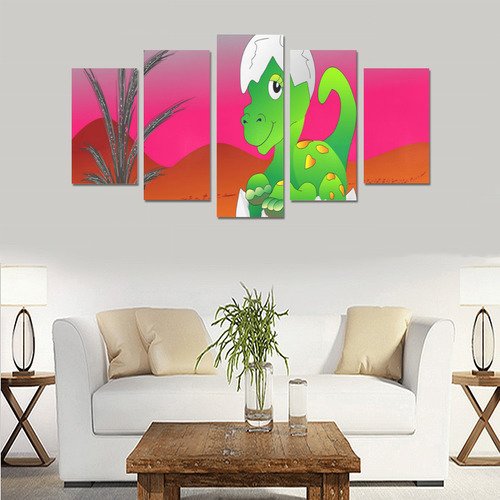 Cute And Awesome Dinosaur Baby Canvas Print Sets A (No Frame)