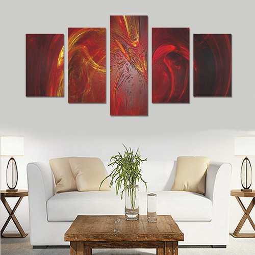 Red Firebird Phoenix Canvas Print Sets C (No Frame)