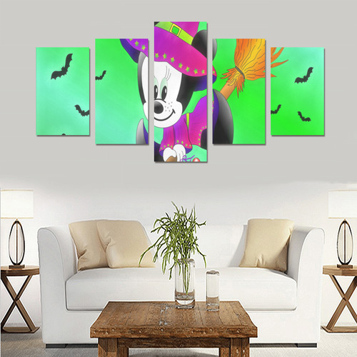 Witch Mouse with Bats Canvas Print Sets C (No Frame)