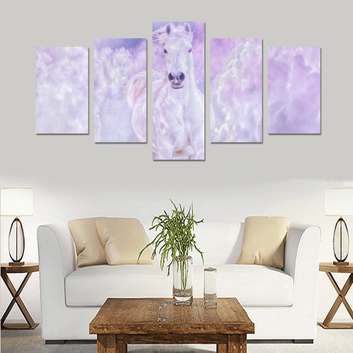 Girly Romantic Horse Of Clouds Canvas Print Sets C (No Frame)