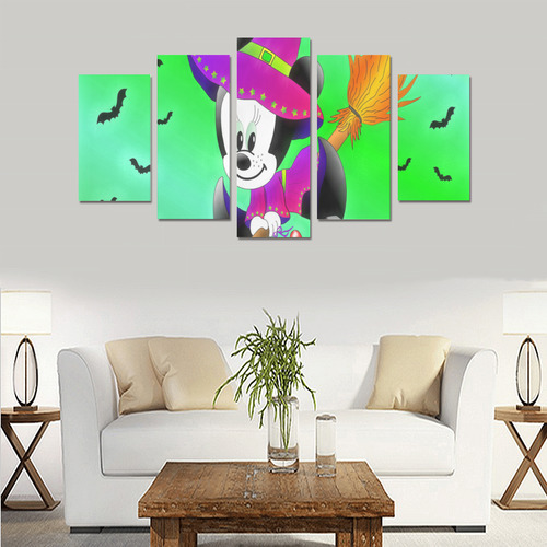 Witch Mouse with Bats Canvas Print Sets A (No Frame)
