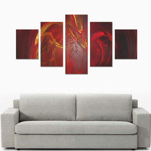 Red Firebird Phoenix Canvas Print Sets B (No Frame)