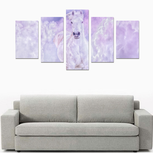 Girly Romantic Horse Of Clouds Canvas Print Sets C (No Frame)