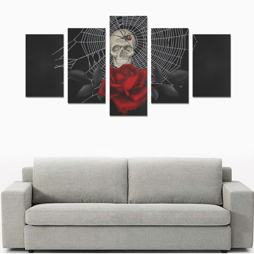 Gothic Skull, Spider And Spider Web Canvas Print Sets C (No Frame)