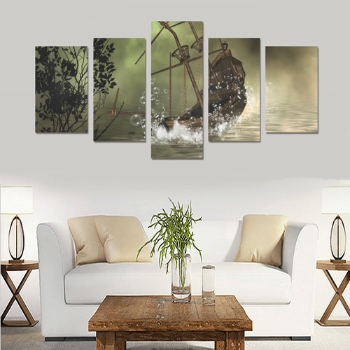 Ship wreck in the night Canvas Print Sets C (No Frame)