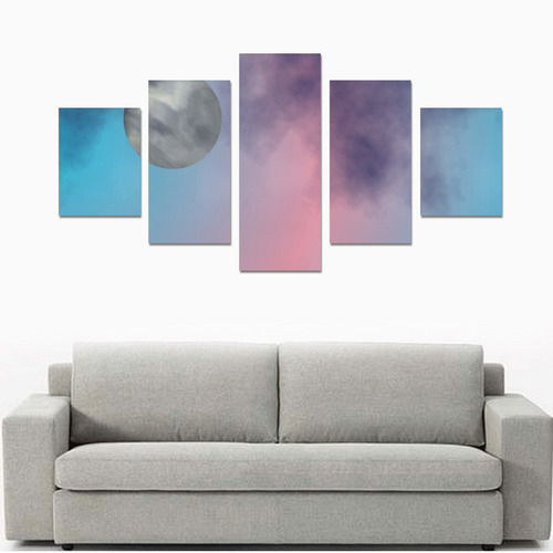 pink and blue with planetr Canvas Print Sets B (No Frame)
