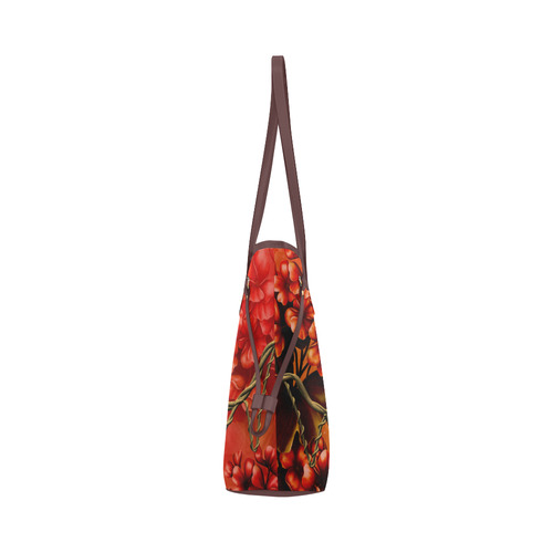 Violin and violin bow with flowers Clover Canvas Tote Bag (Model 1661)