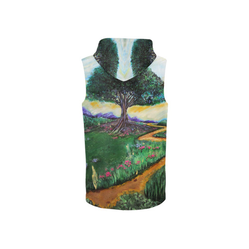 Tree Of Imagination All Over Print Sleeveless Zip Up Hoodie for Women (Model H16)