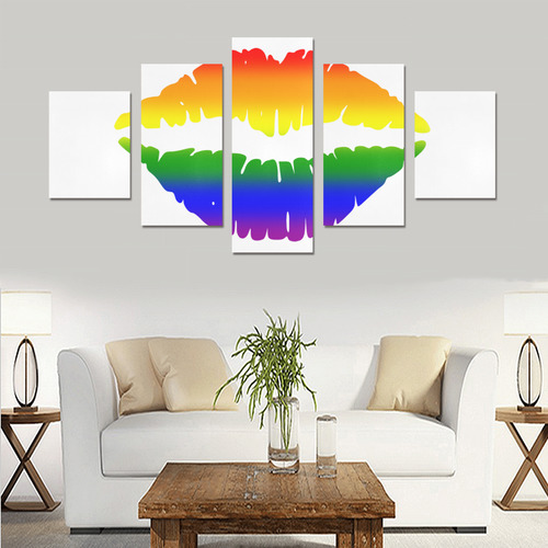 Gay Pride Rainbow Kiss Canvas Print Sets B (No Frame)