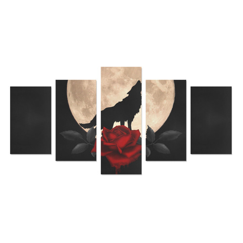 Gothic Wolf Full Moon Canvas Print Sets C (No Frame)