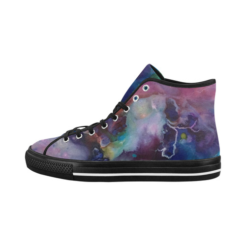 Abstract Watercolor Painting blue rose purple Vancouver H Men's Canvas Shoes (1013-1)