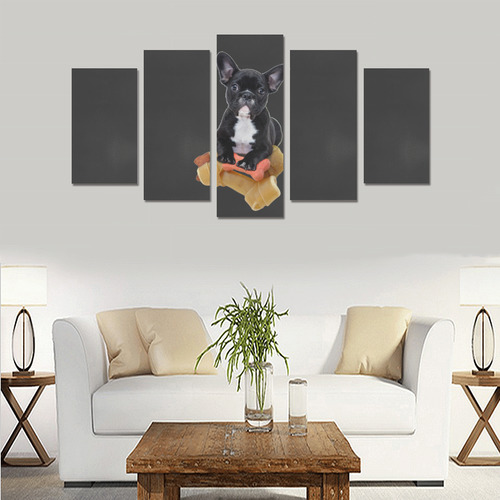 Cute Bulldog Puppy Canvas Print Sets A (No Frame)