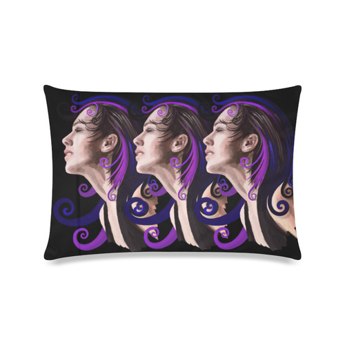 Daydreaming pretty young woman oil, purple Custom Zippered Pillow Case 16"x24"(Twin Sides)